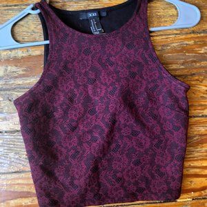 Forever 21 Maroon Black Floral Crop Top Sz S